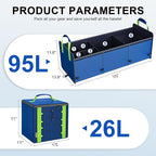 SugarFox Bold Color Block Trunk Organizer | 95L, 35"x13.8"x11.8" | Dedicated Shoe Storage & 26L Ice Pack | Foldable for SUV/Car/Jeep | Car Accessories for Men & Women - Blue-X212