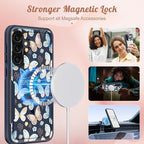 for Samsung Galaxy A36 5G Phone Case - Compatible with MagSafe Women Girls Cute Magnetic Protective Cover Girly Blue Butterfly Heavy Duty Shockproof Design for Samsung A36 5G Cases 6.7"