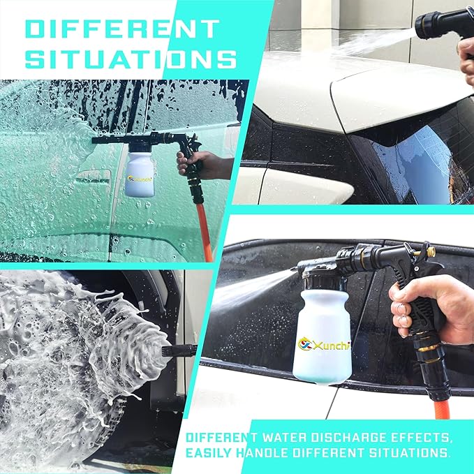Foam Gun Car Wash Gun, Foam Blaster Equips 3/4" Universal Garden and Quick Connector (Connects to Any Garden Hose) for Watering Plants, Lawn, Patio, Car Wash, Cleaning
