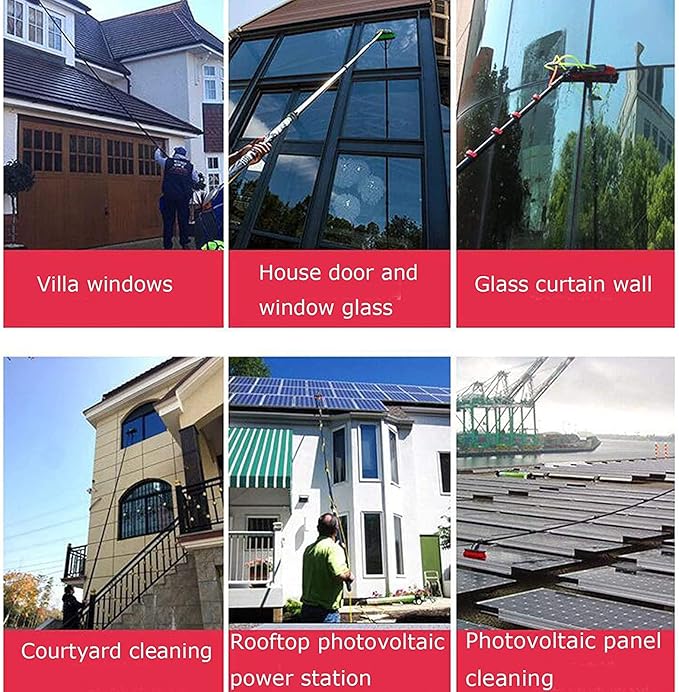 Window Cleaning Pole, Water Fed Telescopic Brush Extendable Suitable for Photovoltaic Panel Cleaning Trucks (30FT)