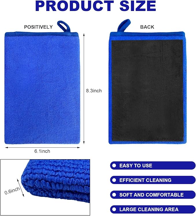 2 PCS Clay Mitt, Scratch-Free Microfiber Clay Bar Alternative Mitt Car Detailing Glove, Car Cleaning & Polishing Tool Clay Eraser Mitt for Paint Glass Wheels, Car Accessories (Blue)
