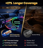 KENANEK 55.12Inch 6in1 Tesla Interior Lights, 5V USB & Type-C Powered, Acrylic Interior Car LED Strip Lights, App Controlled Music Sync, OEM-Style Ambient Lighting with Dreamcolor Effects