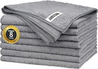 FIXSMITH Grey Microfiber Cleaning Cloth -Pack of 8, Highly Absorbent Cleaning Rags, 16"X12" All Purpose Cleaning Towels for Housekeeping, Kitchen, Car, Lint Free and Reusable Microfiber Towels