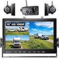 3 Magnetic Wireless Backup Camera with HD 1080P 10" DVR Monitor, 1-Rear View 2-Side View Cameras Wireless System for RV Trailer Trucks, Built-in 9600mAh Battery,Night Vision,Recording- ZEROXCLUB BC103
