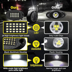 12 Pods Pure White LED Rock Lights with Power Swith Wiring Harness, Waterproof Rust Proof 6600K Super Bright Pure Lighting Aluminum Underglow Kit for Truck Trailer Pickup Offroad ATV UTV