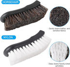 Upholstery Brush, Upholstery Brush Set, Leather Cleaning Brush, Carpet Brush Car Cleaning Brush, Long Bristle Horse Hair Car Cleaning Brush for Car Interior Leather Seat and Home Furniture