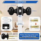 Plustool 10 Pack Matte Black Door knobs, Keyless Interior Door Locks, Round Ball Keyless Doorknobs with Lock Privacy Door Handle for Bedroom Bathroom