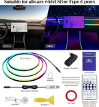 KENANEK 55.12Inch Tesla Interior Lights, 5V USB & Type-C Powered, with Motion Sensor and Docking Station, App Controlled Music Sync, OEM-Style Ambient Lighting Car with Dreamcolor Effects