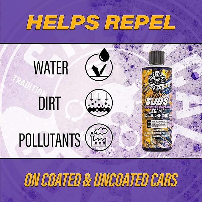 Chemical Guys CWS21216BM Big Mouth Soap & Foam Kit - HydroSuds Ceramic Si02 Shine High Foaming Car Wash Soap, 16 fl oz + Big Mouth Max Release Foam Cannon, Works With Pressure Washer, (2 Items)