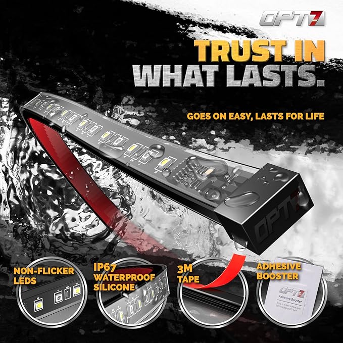 OPT7 Sidekick 86" Running Board Lights 2PCS LED Strips w/Amber Turn Signal Side Marker, DRL, White Courtesy Light for Extended Crew Cab Trucks Pickup Trailer - Truck Decorations