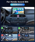 [4G+128G] Car Stereo for Honda Accord 8th 2008-2013 with 5GWiFi/Android 15/Wireless Carplay Android Auto,10.1" Incell Touch Screen Radio,GPS/EQ DSP/Bluetooth5.0/SWC/AHD Backup Camera