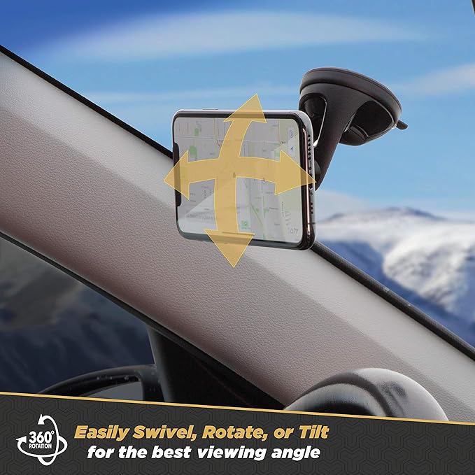 Scosche MM2WDSR-SP MagicMount Pro Magnetic Car Phone Holder - Strong Magnet Mount for iPhone and Android - Secure Magnetic Cell Phone Mount for Car Window or Dash - Universal 360° Adjustable Head