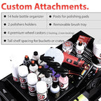Adam's Polishes Professional Detail Cart Powder Coated Metal Car Detailing Cart for Garage | Storage Space, Rolling Premium Locking Casters, Polisher Holders, Heavy Duty Workshop, Detailers Garage
