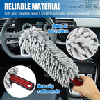 Wuyaoyao Car Duster Interior & Exterior, 13.78" Soft Microfiber Auto Duster Brush, Lint & Scratch Free Car Detailing Cleaning Brush, Multipurpose Dusting Tool for Office Home Furniture (Light Gray)