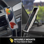 Scosche MPQ5DV-XTSP MagicMount Pro Charge5 15W Wireless Charging MagSafe Car Mount, Magnetic Phone Holder for Dashboard/Vent Compatible with iPhone 16/15/14/13/12 Pro/Pro Max/Plus, MagSafe Case & More
