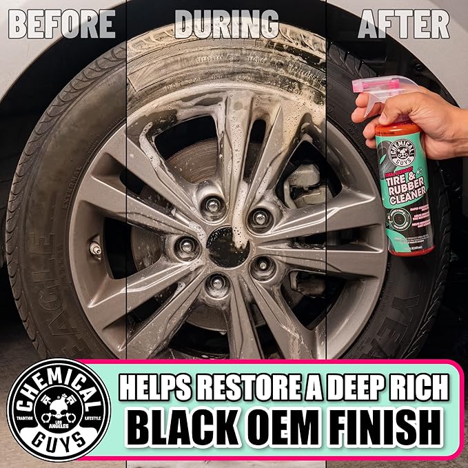 Chemical Guys Total Extract Tire & Rubber Cleaner 2 Pack 16 oz Each Restores Brown Tires, Cleans Rubber & Trim, Preps for Tire Shine & Ceramic Coating