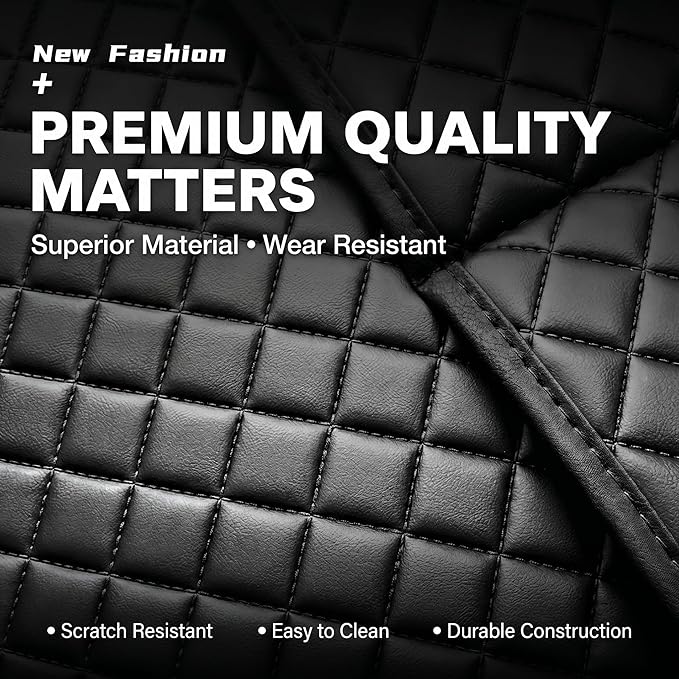 2 Pack Luxury PU Leather Car Seat Back Protector, Waterproof Kick Mats for Kids, No-Sag Backseat Organizer with Sleek Storage Pockets, Easy to Clean Auto Interior Accessories for SUV & Sedan (Black)