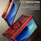 Poetic Spartan for Samsung Galaxy Z Fold 7 Case, [Hinge Protection][Magnetic Ring Adjustable Stand][Built-in Screen Protector][Compatible with MagSafe] Full-Body Rugged Phone Case, Metallic Red