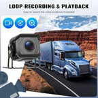 1080P Backup Camera System Kit,7 Inch Reversing Monitor with Record Function Night Vision DVR Monitor 2 Camera 2 Split Screen+Waterproof Reverse/Front View Camera for RV/Semi Box Truck
