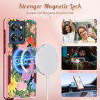 for Moto G Stylus 2025 Case - Compatible with MagSafe Women Cute Girls Magnetic Phone Cover Girly Cat Flower Floral Heavy Duty Shockproof Design for Motorola Moto G Stylus 5G 2025 Cases