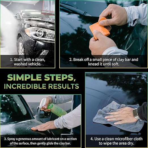 Magic Shield Clay Bar Triple Pack – 100g Light, Medium & Heavy Bars + GlideTech Lubricant Spray | Professional Auto Detailing, Deep Cleaning & Shine Restoration