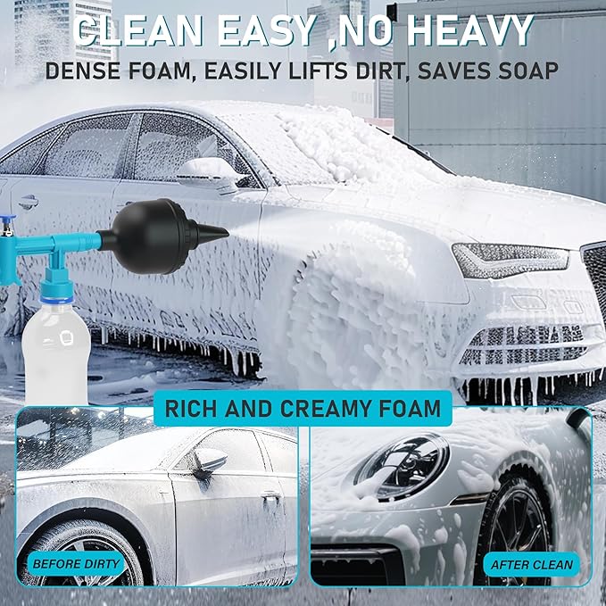 Car Wash Foam Gun High Pressure Car Washer Household Water Gun Foam Generator Washing Blaster(Needs Air Compressor) for Vehicle Upholstery Carpet Seat