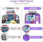 LUCMO Car Backseat Organizer with Tablet Holder,6 Storage Pockets Car Storage Organizer with Foldable Food Tray,Seat Protectors Kick Mats Travel Accessories-Dark Purple
