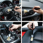 HMPLL 10pcs Car Detailing Kit, Premium Detailing Brush Set Includes 5 Soft Car Detailing Brushes, 3 Wire Brush, 2 Air Vent Brush for Cleaning Car Interior and Exterior Detailing, White