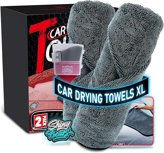 Car Drying Towel Microfiber Cleaning Cloth - 24" x 36" Large Twisted Loop 600GSM - Super Absorbent Auto Detailing Towel for Cars Truck SUV Window - Streak Free & Lint Free Washing Accessories