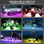 6 Pods Segmented Alloy RGB LED Rock Lights for UTV ATV Golf Cart SXS Trucks Offroad, Waterproof Impact Resistant Metal Underglow Kit with APP/RF Control Sync Music Multi Color Neon Underbody Light