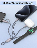 Travel Essentials,3 in 2 USB C Cable for Apple Watch Charger,iPhone Charger,Multi Charging Cable,Cruise Vacation Camping Essentials,Portable for iWatch Series 11-2/Ultra/SE & iPhone 17-12,Car,0.7FT