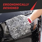Maxshine Universal Black & White Microfiber Wash Mitt – Premium Scratch-Free, Lint-Free Mitt for Washing Cars, Trucks & Motorcycles – Reusable Auto Detailing Accessory