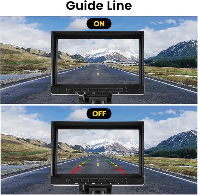Hikity 7'' Backup Camera Monitor Kit, Dual RV Reverse Camera System for Trucks/SUV/Bus/Pickup, Plug & Play, 1080P HD, Night Vision, Wide Angle, IP69 Waterproof Rear View Camera, (49.2ft Video Cable)