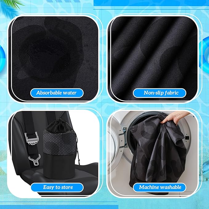 Hahafelt 2 Pack Car Seat Towel Covers with Storage Bag, 63 x 32 Inch Universal Non Slip Waterproof Sweat Protector for Car Truck, Gym Swimming Running, Machine Washable (Black Leopard)
