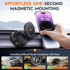 Magnetic Car Phone Holder for MagSafe, 15W Wireless Charging, 360° Adjustable Dashboard Mount, Compatible with iPhone 12-17 & Android (Black)