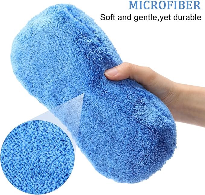 Tanlade 2 Pcs Large Microfiber Car Wash Sponge for Cleaning, Non Scratch Microfiber Sponges for Car Washing Supplies, Trucks and Motorcycles (Blue,Orange)