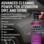 zMAX Exterior Cleaner, 24oz - Multi-Surface Pre Wash for Car Detailing and Spot Cleaning Stubborn Debris - Easily Removes Bird Droppings, Bugs, Dirt, Grime, Mud, Water Spots, Salt and De-Ice Residue