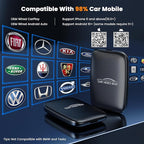 2026 Upgraded 3-in-1 Wireless CarPlay & Android Auto Adapter, Convert Wired to Wireless with USB-A/USB-C Cables, AI Box CarPlay Supports Netflix/YouTube/TF Playback for iPhone