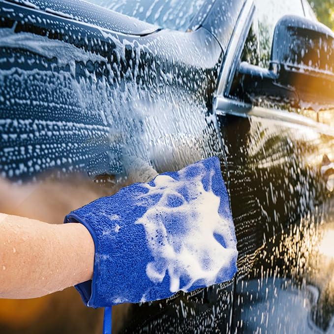 2 Pack Clay Mitt, Microfiber Clay Bar for Car Detailing, Reusable Clay Bar Glove Clay Towel, Scratch-Free Safe Clay Eraser Mitt for Cars Paint Polishing