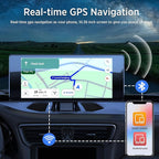 ASLONG 10.36" Wireless CarPlay Screen for Car & 4K 4CH Dash Cam with Android Auto, Portable HD Touchscreen Car Stereo with 1080P Backup Camera, GPS Navigation Mirror Link for Semi Trailer Truck
