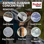 Bug Splat N' All Awning Cleaner 32 fl oz - Boat, Patio, Trailer & RV Awning Cleaner for Bug Splatter, Dirt, Grime & Stain Remover - Awning Fabric Cleaner & Rust Remover - Safe on All Surfaces