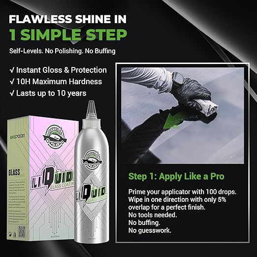 Liquid Glass Coating for Cars, High Gloss & Scratch-Resistant Self-Leveling Clear Coat Last for 10 Years, High-Gloss Shine Repairs and Protects Older Vehicles, for Car Paint, Headlights