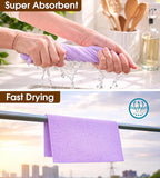 KitchLife Microfiber Cleaning Cloth Roll, 100 Pack - Tear-Away Microfiber Paper Towels, Lint-Free, Reusable, Washable for Kitchen, Car, Dishes, and Sensitive Surfaces (Light Purple)