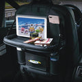Car Backseat Organizer with Built-in Foldable Tray | Double Layered Leather, Waterproof Car Seat Organizer with Pockets | Easy Installation, Perfect for Family Trips and Daily Use