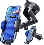 VANMASS [True Military-Grade] Car Phone Holder [Best Suction & Clip] Cell Phone Mount for Dashboard Windshield Vent Truck Cradle Dash Stand for iPhone 15 Pro Max 14 13 12 Android, Blue