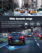 Dash Camera for Cars,4K Full UHD Car Camera Front Rear with 32GB Card,Built-in Super Night Vision,2.0'' IPS Screen,170°Wide Angle,WDR, 24H Parking Mode, Loop Recording