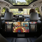 Mexican Dahlias Backseat Trunk Organizer for Car Mandala Flowers Trunk Storage Bag with Extra Storage Space for SUVs,Trucks,Vans