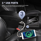 YJYWZH Car Armrest Storage Box for Toyota Hilux Center Storage Box Organizer Interior Hand Centre Consoles with 3 USB Port Arm Rest Double-Layer Accessories