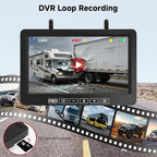 Dual Wireless Magnetic Backup Camera for Trailer - 7” 1080P HD 4CH Monitor with Solar 15000mAh Rechargeable Night Vision Rear Camera, DVR Loop Recording Waterproof No Delay for Truck,RV,Camper