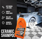 Car Wash and Wax – High Foaming pH Neutral Car Soap, 100:1 Concentrated for More Washes, Safe for Wax & Ceramic, Glossy Finish, For Foam Cannon & Bucket – Premium Italian Formula, 33.8 Oz